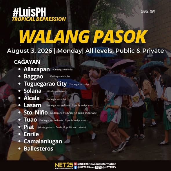 Mga klase sa ilang lugar, suspendido bunsod ng Bagyong Luis ngayong Lunes, Agosto 3.jpg