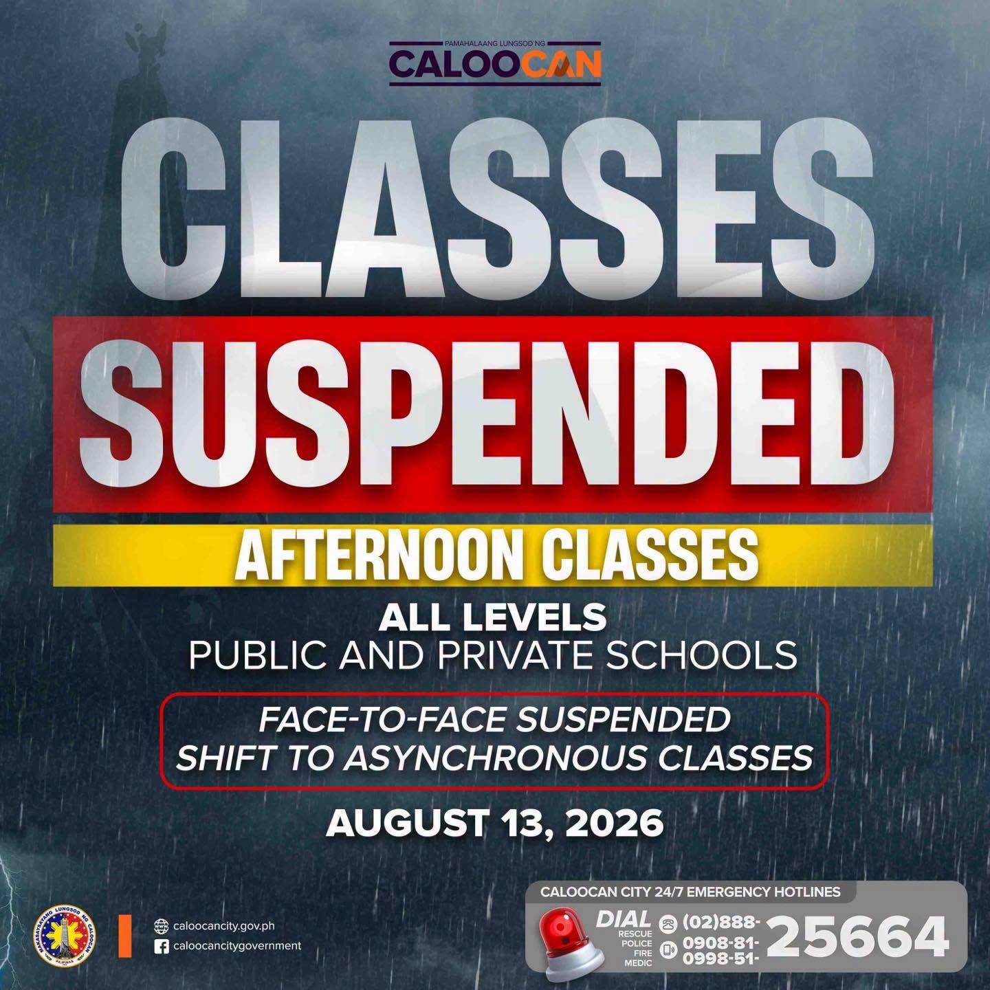Panghapon na klase sa ilang antas sa Makati at sa lahat ng antas sa Caloocan, ipinasuspinde ngayong Huwebes, Agosto 13.jpg