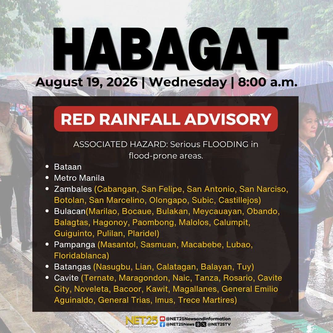 Red rainfall warning, itinaas sa Metro Manila at 6 na lalawigan.jpg
